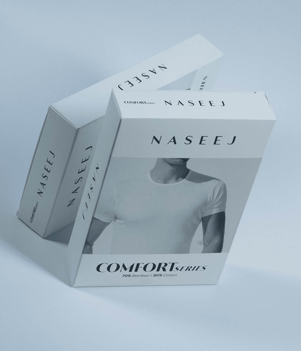 فانيلة نسيج كومفورت نصف كم رقبة مستديرة